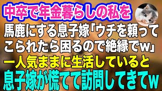 中卒で年金暮らしの私を嘲笑う息子嫁「頼ってこられたら困るので絶縁しますねw」→私「では、気ままに生きるわ」その後、息子嫁が慌てて訪問してきて…【スカッとする話】