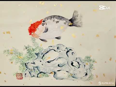 Dive into Animation: Victoria's Red-crowned Pufferfish in Taihu Rock Style