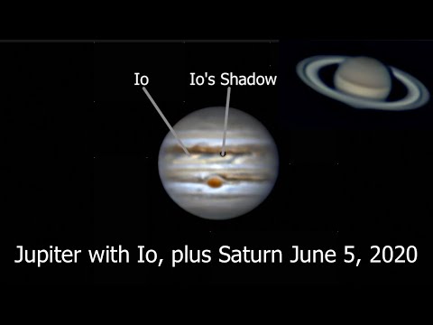 Jupiter, with Io’s Shadow, plus Saturn through a Celestron C6