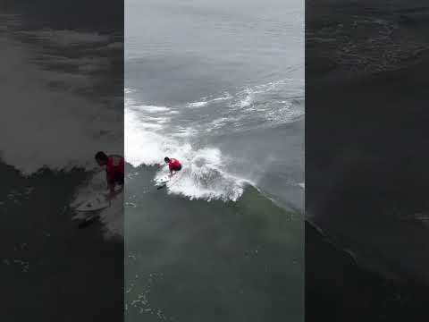 Capturing surfers from directly above using a drone.