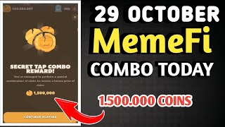 MEMEFI SECRET COMBO TODAY 29 OCTOBER 2024 | MEMEFI DAILY COMBO | MEMEFI COMBO TODAY | MEMEFI COMBO