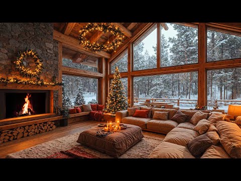 Unwind with Instrumental Christmas Jazz Music 🎄 Warm Fireplace Sounds at Cozy Christmas Ambience 🔥