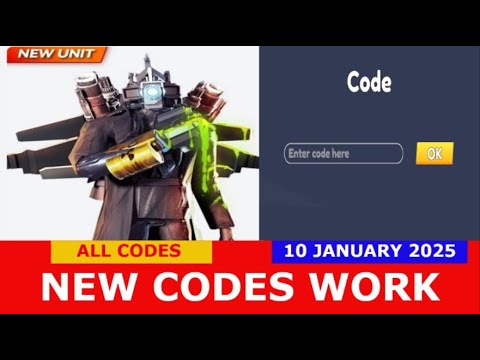 *NEW UPDATE CODES* Skibidi Toilet Battle Boom ROBLOX | ALL CODES | JANUARY 10, 2025