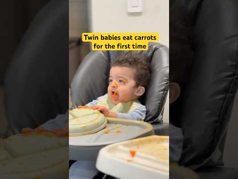 twin babies eating carrots for the first time #twinmommy #twins ￼