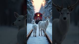 A deer's heroic act saves a train passenger from danger. 🦌 #rescue #deer #shorts