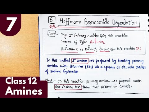 7) Hoffmann bromamide Degradation| preparation of Amines from amides| Amines Class12 Chemistry