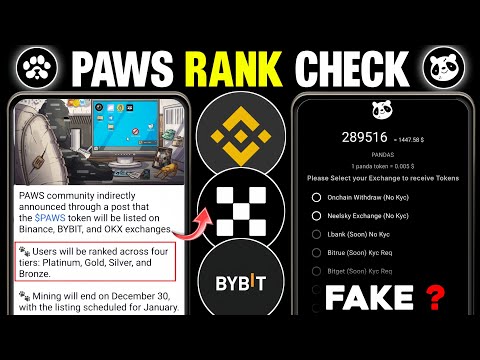 Paws Airdrop 30 December Last Snapshot+Listing | Paws Airdrop Listing Date | Panda Scam