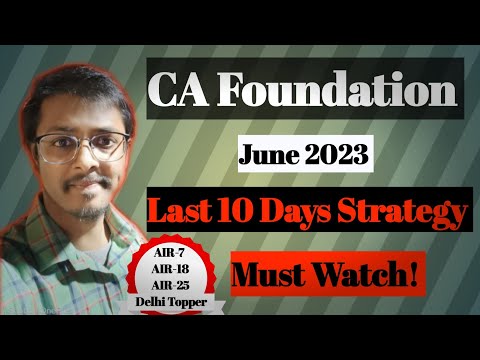 Last 10 Days Strategy : Pass CA Foundation in 1st Attempt | Learn with Aman #icai #foundation #ca