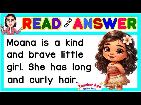 SHORT STORY WITH QUESTIONS | Moana | ENGLISH READING COMPREHENSION FOR GRADE 1, 2, 3 | Teacher Aya