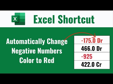 How to Automatically Change Negative Numbers Color to Red in Excel using Shortcut