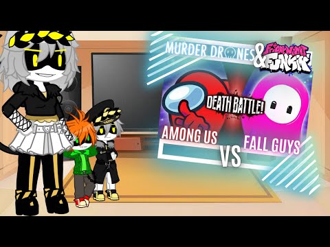 MD & FNF React - Among Us VS Fall Guys - DEATH BATTLE - Gacha Nebula