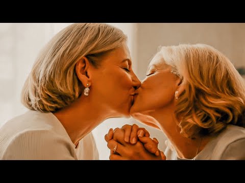 MODERN WOMEN OVER 50 KISSING LOVINGLY | Lesbian Kissing