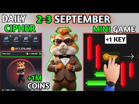 today daily cipher code | 2-3 September hamster daily cipher code || today hamster mini game #mini