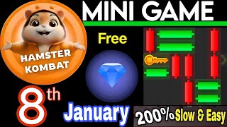 8 January 💎🔑🐹 Puzzle Trick: P2E Hamster Kombat key MiniGame Solved, slow step by step! 🎮