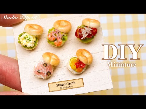 DIY | Miniature 5 kinds of bagel sandwich made with clay and resin