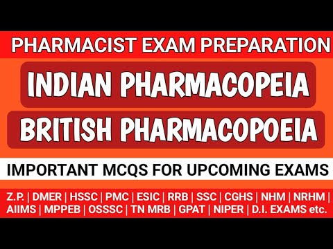 DMER Pharmacist exam questions | Indian Pharmacopoeia & British Pharmacopoeia MCQS @MANISH06