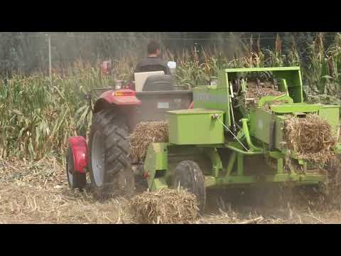 Working video of baler with crushed straw square bale