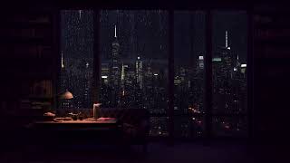 Rain sounds for sleep without ads - Sleep torrential rain with a fireplace in a luxurious space