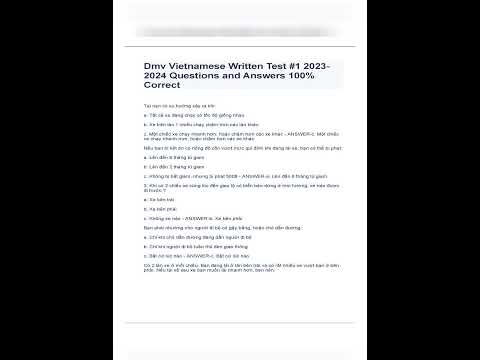 DMV VIETNAMESE WRITTEN TEST #1 2023/2024 QUESTIONS AND ANSWERS /DMV WRITTEN TEST 2023 VIETNAMESE