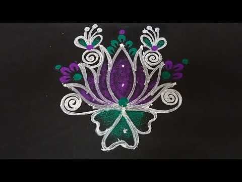 Friday lotus flower rangoli designs🌺🌺Muggulu with dots,Rangoli kolam,Daily kolam.