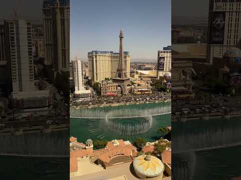 Las Vegas Bellagio Fountains from suite (Fly me to the Moon)