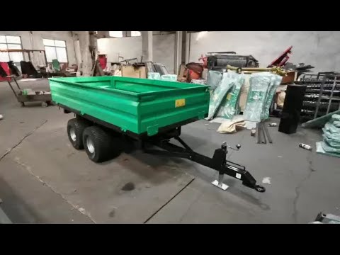 tractor tow behind 2ton trailer with hydraulic end dump, farm tipping transport box