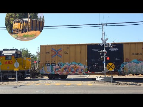 UP 1522 LRS51 Local On Former Tidewater | S Van Allen Rd. Railroad Crossing, Escalon CA