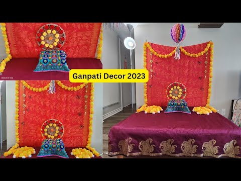 Simple & Quick Ganpati Decoration Ideas using Saree | Easy Backdrop Decor DIY. Last Minute Decor.