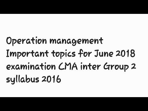 Operation management IMP for june 2018 exam