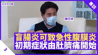 盲腸炎多由糞便阻塞引起 初期症狀由肚臍疼痛開始 情況嚴重可致急性腹膜炎 - 鄭丹瑞《健康旦》港安醫院外科顧問醫生 #楊丕祥 Part 3 (CC中文字幕)