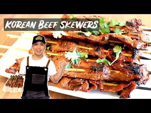 The BEST Korean Style Beef Skewers