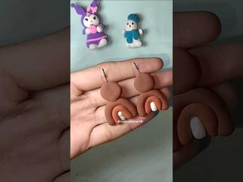 Cute clay earrings 😍🤎#diy #clayart #shorts