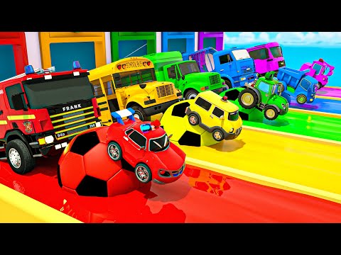 The Wheels on The Bus + Bingo Song - School Bus and Big Footballs. Baby Nursery Rhymes & Kids Songs