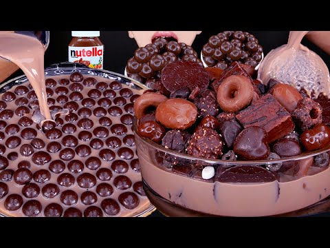 ASMR GIANT ERRERO ROCHER MALTESERS CHOCOLATE ICE CREAM NUTELLA DESSERT MUKBANG 먹방 咀嚼音 EATING SOUNDS