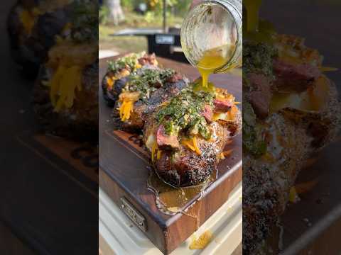 Surf and Turf Baked Potato | Over The Fire Cooking by Derek Wolf