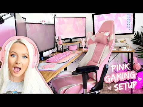 GAMING DESK TOUR & STREAMING SETUP ✩ aesthetic + pink