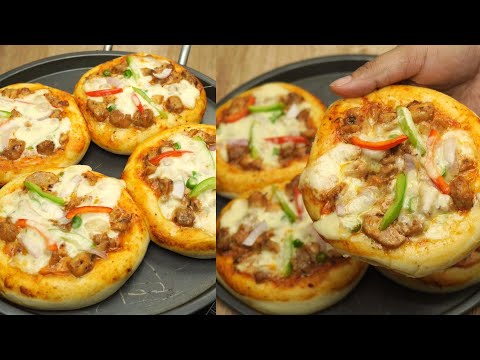 Bun pizza on a cooking pan without oven