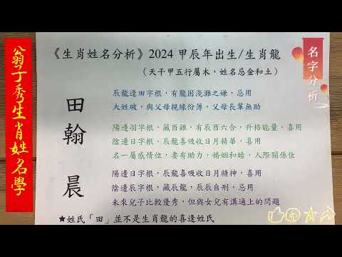 《翁子秀十神生肖姓名學》生肖姓名分析(田翰晨) |名字分析|改名|起名 |姓名分析鑑定