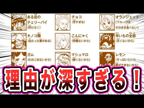 【ワンピース】麦わらの一味の嫌いな食べ物の理由について考察する反応集【ゆっくり解説】