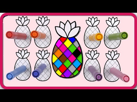 ( Fruits ) PineApple and Big Marker Pencil Coloring / Akn Kids House