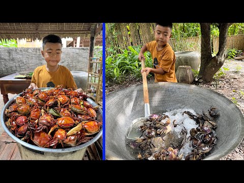 Fired crabs cooking : I cook crabs with country style - Fied crab recipe -Chef Seyhak