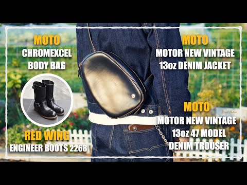 【MOTO ボディバッグ】「モト MOTO デニムセットアップ」＆「レッドウィング RED WING エンジニアブーツ」＆「GOOD ON ヘンリーネックロンT」／サイズ感など【アメカジ】