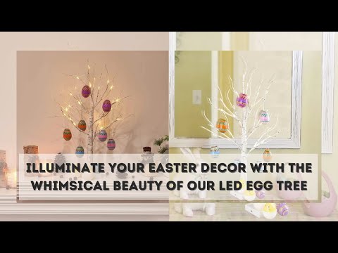 Easter LED Birch Tree with Hanging Egg Ornaments – Perfect Home Table Décor