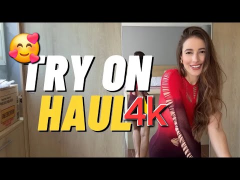 4K transparent See Through Try On Haul | red dress With holly | Transparent try on haul 2024