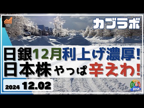 【カブラボ】12/2 日銀 植田総裁リークで日銀 利上げ間近！ やはり日本株の12月相場は上値重そう！