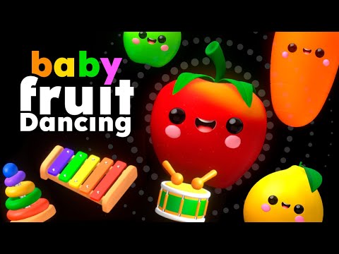 Baby Fruits Dancing with Kids Toys 🍓🍊🍋🍐🍇 Sensory Video 🌈🎊🔫🪁🧮🪀🎉