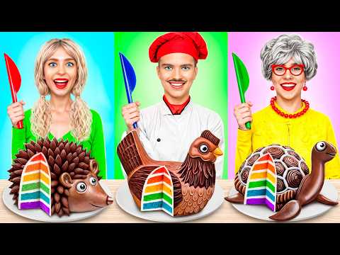 Me vs Grandma vs Chef Cooking Challenge! Cake Decorating Edible Hacks by YUMMY JELLY