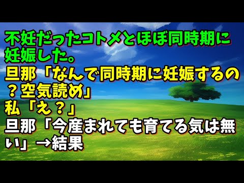 【スカッとひろゆき】不妊だったコトメとほぼ同時期に妊娠した。旦那「なんで同時期に妊娠するの？空気読め」私「え？」旦那「今産まれても育てる気は無い」→結果