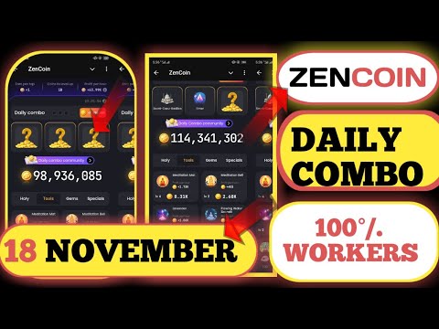 zencoin daily combo 18 November | zen coin daily  | zen coin daily combo today unlock kaise kare