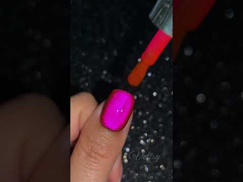 Hot Pink Glass Beads Cat Eye Nails